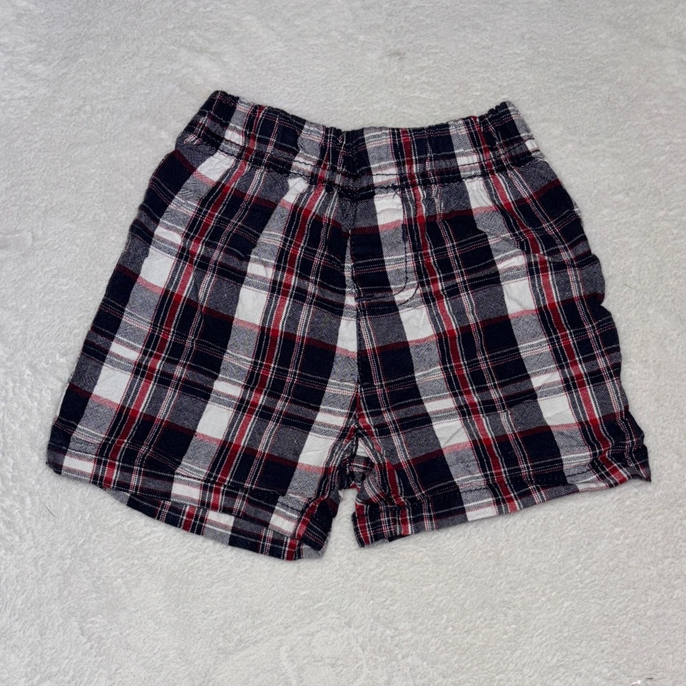 (3 for $10) Nevada 6month Plaid Kids Shorts - Black, White, Red